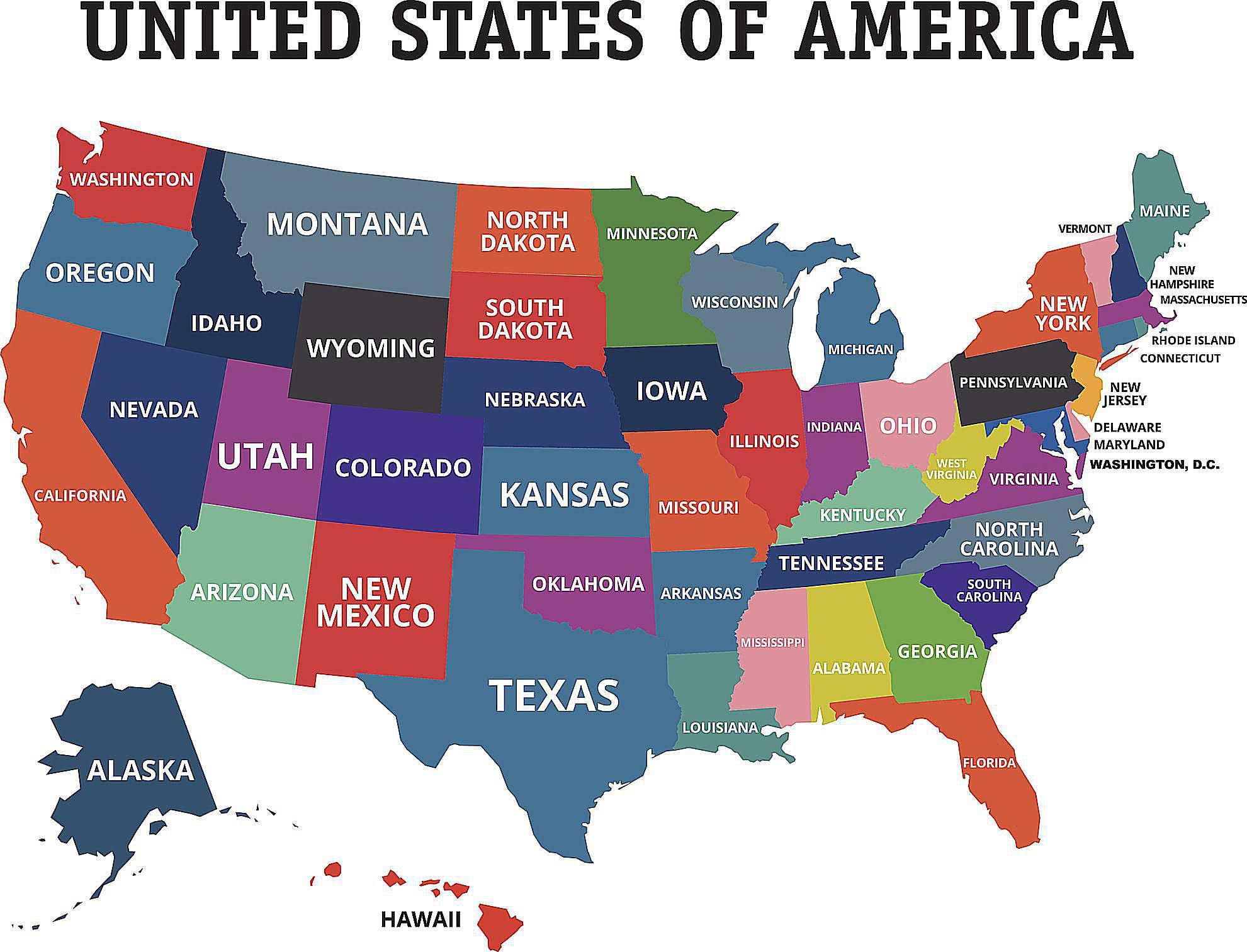 Tổng hợp bản đồ 50 tiểu bang nước mỹ chính xác nhất